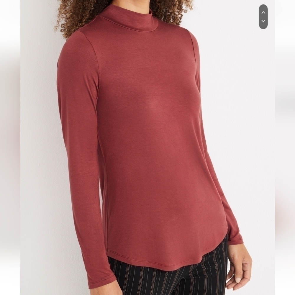 Maurices Mock Neck Long Sleeve Top in Aged Brick NWT